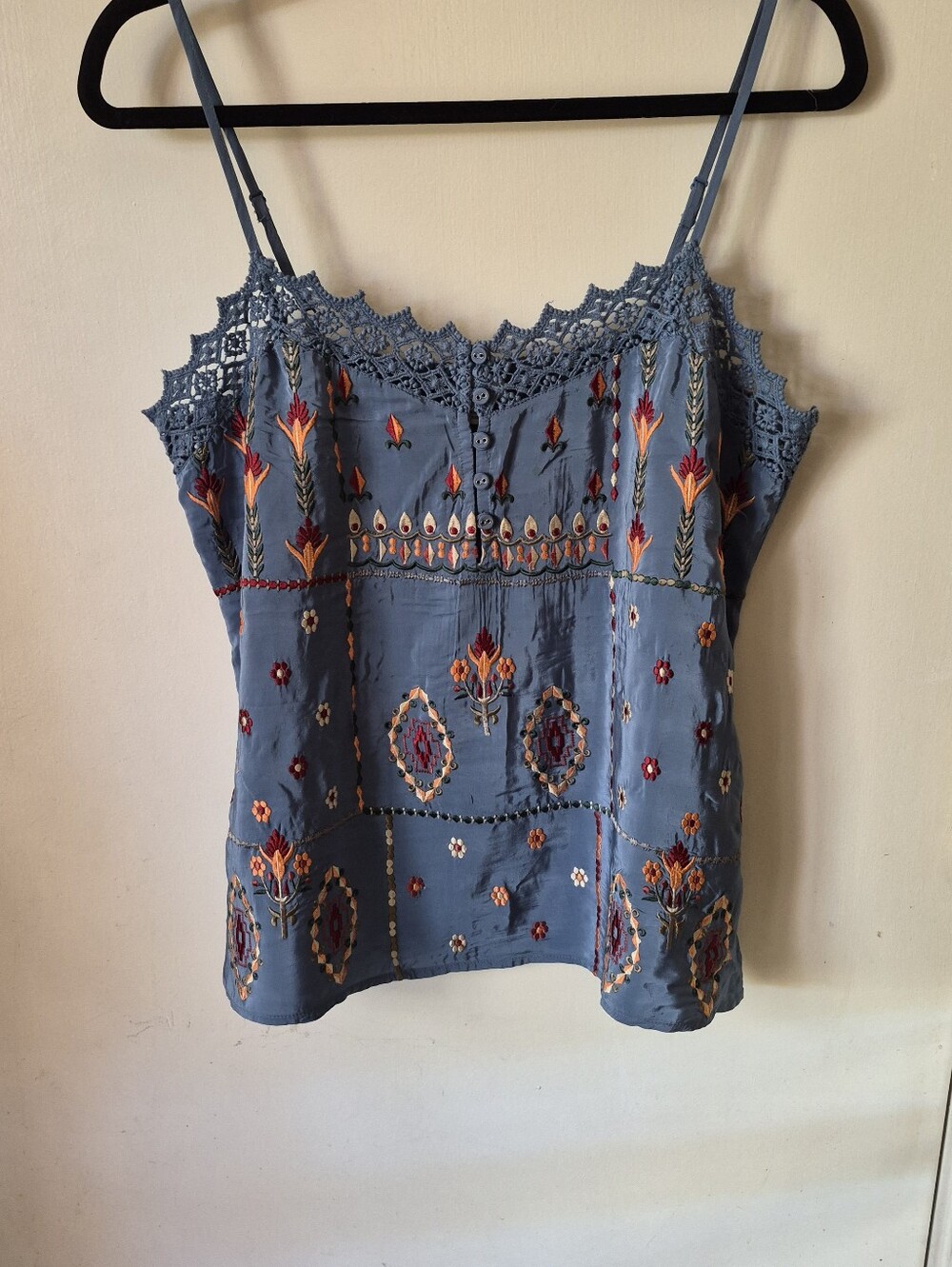 Sundance Embroidered Mixed-Media Crochet Lace Camisole